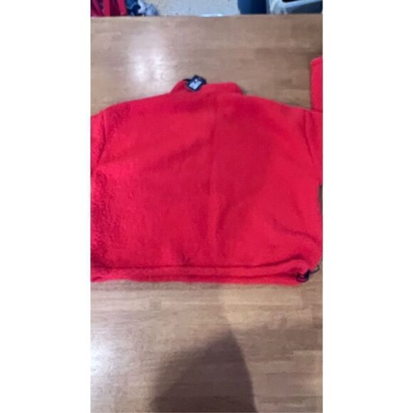 TOMMY JEANS RED FLEECE BLACK TRIM SWEATER PULLOVER TOP JACKET WOMENS SZ XL P1-26 - Picture 12 of 12
